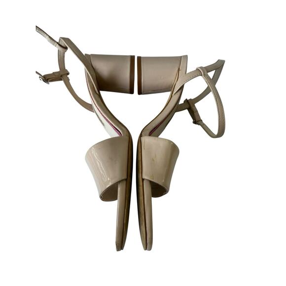 ZARA Cream Patent Leather Sandals | Round Block Heel | Size 6.5 - Picture 8 of 11